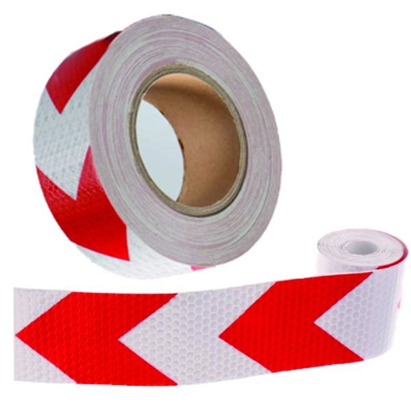 Cinta reflectiva rojo balnco flechas